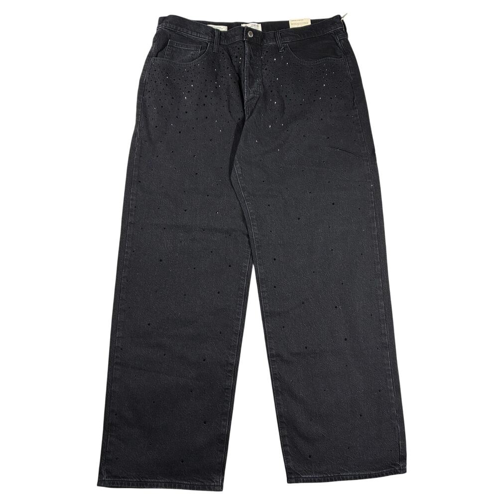 Universal Thread 90s Baggy Jeans Womens 16 Black Mid-Rise Embellished Denim NEW